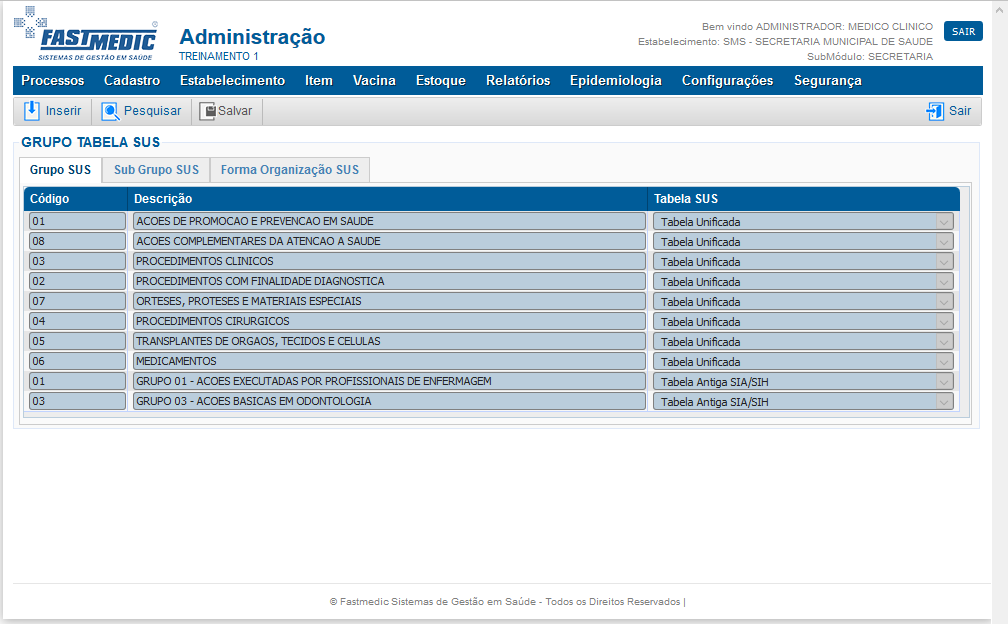 Grupo Tabela SUS
